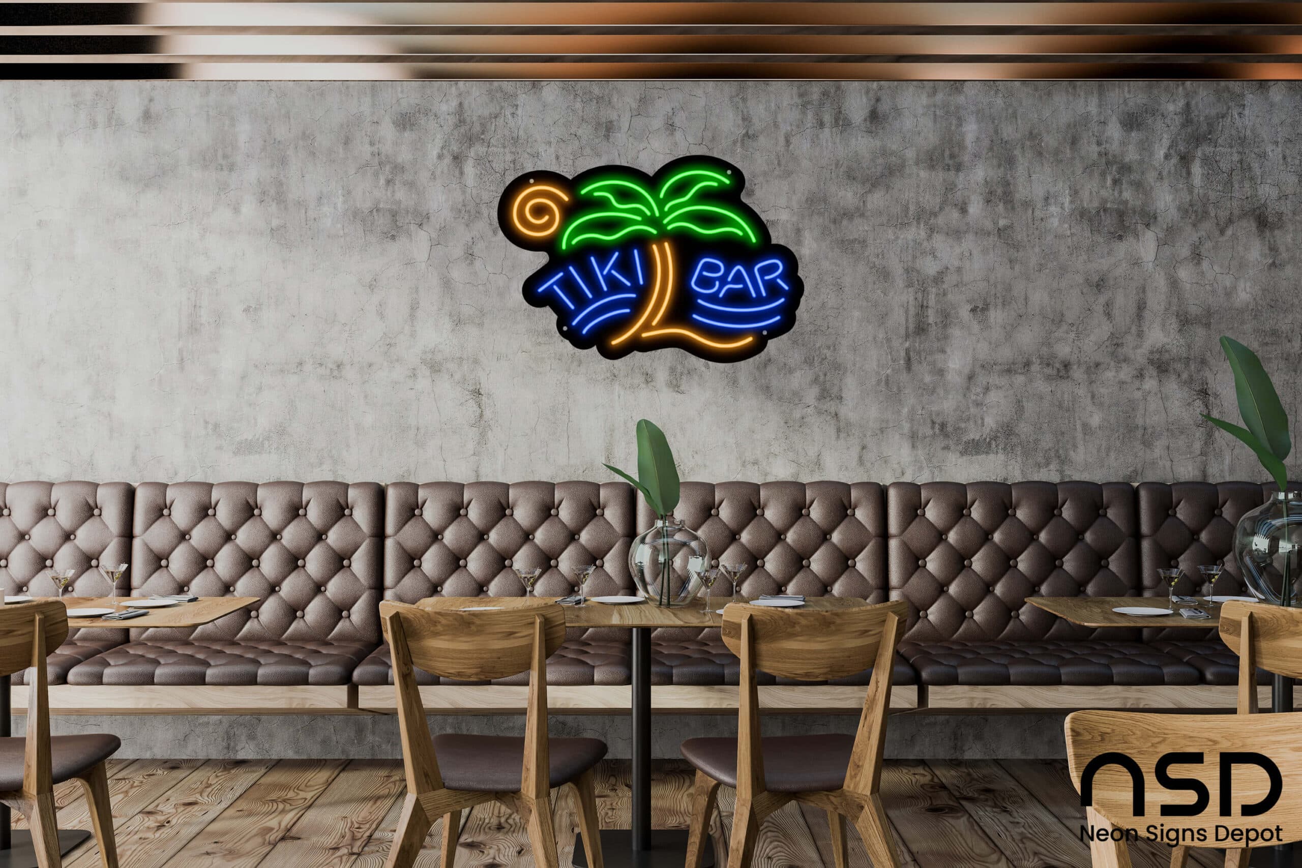 Tiki Bar Palm Neon Bar Sign